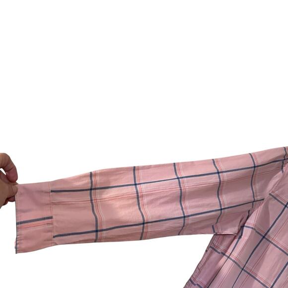 Old Navy The Classic Shirt Pink Plaid Long Sleeve 100% Cotton Boho Office SZ LG - Picture 6 of 8